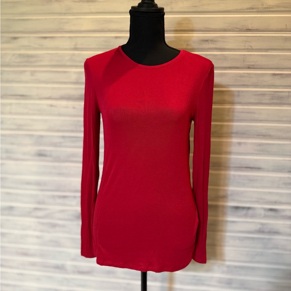 White House Black Market Vibrant Red Long Sleeve Top